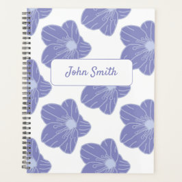 Blauwe bloemen op wit_ Floral Pattern Script Planner