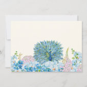 Blauwe bloemen orchidee pecock bruiloft kaart (Achterkant)