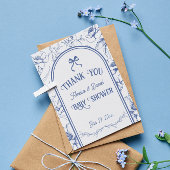 Blauwe Bloemen Ornament  Baby shower Bloem Bedankkaart