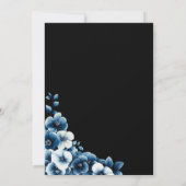 Blauwe bloemen ovale bruiloft kaart (Achterkant)
