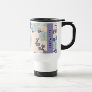 Blauwe bloemen, Paarse bloemen, Bloemen, Jouw naam Reisbeker