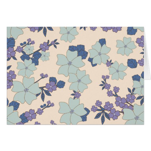 Blauwe bloemen, paarse bloemen, Floral Pattern (Voorkant Horizontaal)