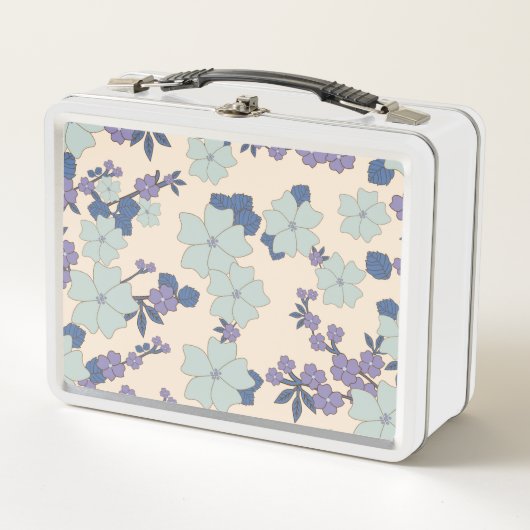 Blauwe bloemen, paarse bloemen, Floral Pattern (Voorkant)