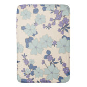 Blauwe bloemen, paarse bloemen, Floral Pattern Badmat (Voorkant Verticaal)