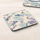 Blauwe bloemen, paarse bloemen, Floral Pattern Bier Onderzetter (Linkerzijde)