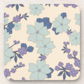 Blauwe bloemen, paarse bloemen, Floral Pattern Bier Onderzetter (Voorkant)