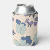 Blauwe bloemen, paarse bloemen, Floral Pattern Blikjeskoeler (Blikje Voorkant)