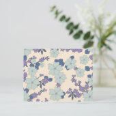 Blauwe bloemen, paarse bloemen, Floral Pattern Briefkaart (Staand voorkant)