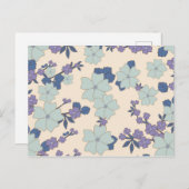 Blauwe bloemen, paarse bloemen, Floral Pattern Briefkaart (Voorkant / Achterkant)