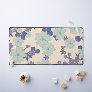 Blauwe bloemen, paarse bloemen, Floral Pattern Bureaumat