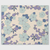 Blauwe bloemen, paarse bloemen, Floral Pattern Cadeaupapier (Vlak)