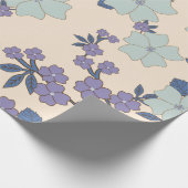 Blauwe bloemen, paarse bloemen, Floral Pattern Cadeaupapier (Hoek)