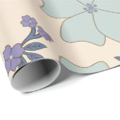 Blauwe bloemen, paarse bloemen, Floral Pattern Cadeaupapier (Rol Hoek)