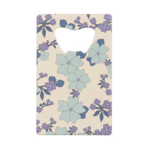 Blauwe bloemen, paarse bloemen, Floral Pattern Creditkaart Flessenopener