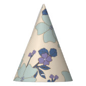 Blauwe bloemen, paarse bloemen, Floral Pattern Feesthoedjes (Links)