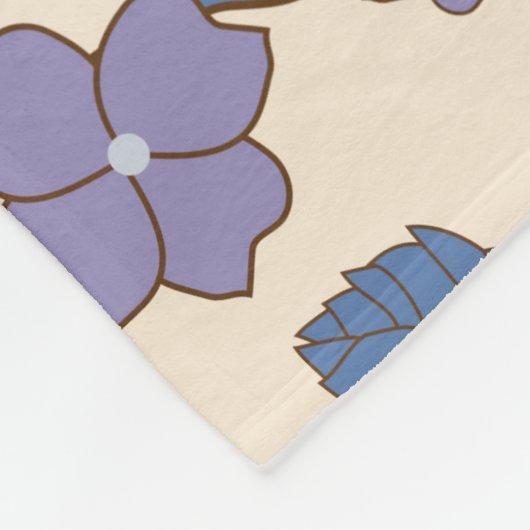 Blauwe bloemen, paarse bloemen, Floral Pattern Fleece Deken (Hoek)