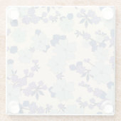 Blauwe bloemen, paarse bloemen, Floral Pattern Glazen Onderzetter (Achterkant)