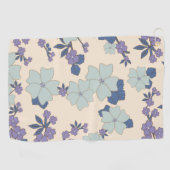 Blauwe bloemen, paarse bloemen, Floral Pattern Golfhanddoek (Horizontaal)