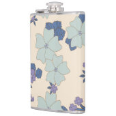 Blauwe bloemen, paarse bloemen, Floral Pattern Heupfles (Links)