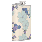 Blauwe bloemen, paarse bloemen, Floral Pattern Heupfles (Rechts)