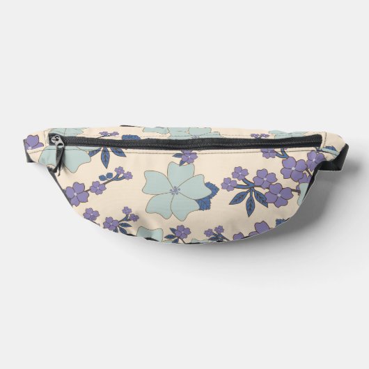 Blauwe bloemen, paarse bloemen, Floral Pattern Heuptasje (Liggend)
