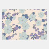 Blauwe bloemen, paarse bloemen, Floral Pattern Inpakpapier Vel (Voorkant)