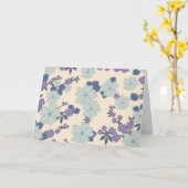 Blauwe bloemen, paarse bloemen, Floral Pattern Kaart (Gele Bloem)