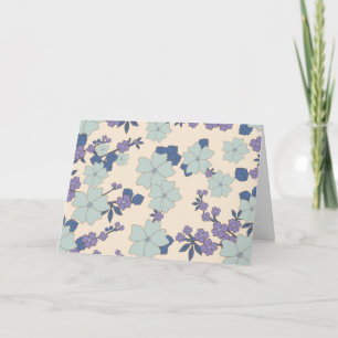 Blauwe bloemen, paarse bloemen, Floral Pattern Kaart