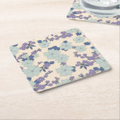 Blauwe bloemen, paarse bloemen, Floral Pattern Kartonnen Onderzetters (Schuin)