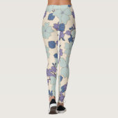Blauwe bloemen, paarse bloemen, Floral Pattern Leggings (Achterkant)
