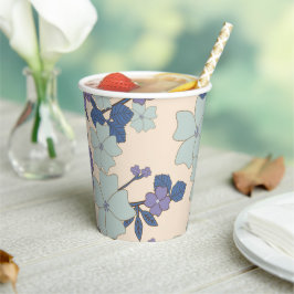 Blauwe bloemen, paarse bloemen, Floral Pattern Papieren Bekers