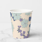 Blauwe bloemen, paarse bloemen, Floral Pattern Papieren Bekers (Achterkant)