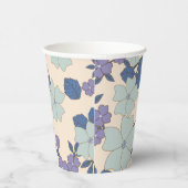 Blauwe bloemen, paarse bloemen, Floral Pattern Papieren Bekers (Rechts)