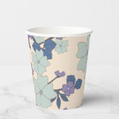 Blauwe bloemen, paarse bloemen, Floral Pattern Papieren Bekers (Voorkant)