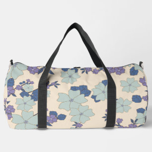 Blauwe bloemen, paarse bloemen, Floral Pattern Plunjezak