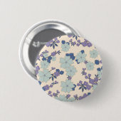 Blauwe bloemen, paarse bloemen, Floral Pattern Ronde Button 5,7 Cm (Voorkant /achterkant)