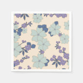 Blauwe bloemen, paarse bloemen, Floral Pattern Servet (Voorkant)