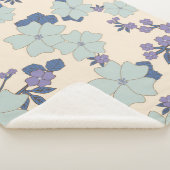 Blauwe bloemen, paarse bloemen, Floral Pattern Sherpa Deken (3/4)