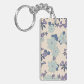 Blauwe bloemen, paarse bloemen, Floral Pattern Sleutelhanger (Voorkant Links)