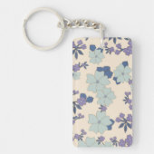 Blauwe bloemen, paarse bloemen, Floral Pattern Sleutelhanger (Voorkant)