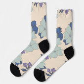 Blauwe bloemen, paarse bloemen, Floral Pattern Sokken (Links)