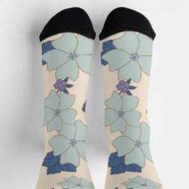 Blauwe bloemen, paarse bloemen, Floral Pattern Sokken
