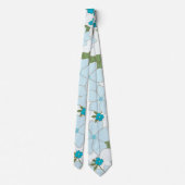 Blauwe bloemen, paarse bloemen, Floral Pattern Stropdas (Achterkant)