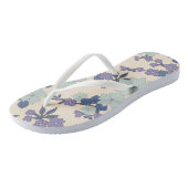 Blauwe bloemen, paarse bloemen, Floral Pattern Teenslippers (Schuin)