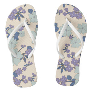 Blauwe bloemen, paarse bloemen, Floral Pattern Teenslippers