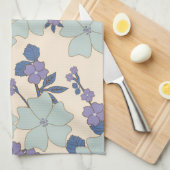 Blauwe bloemen, paarse bloemen, Floral Pattern Theedoek (Quarter Fold)