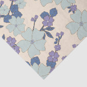 Blauwe bloemen, paarse bloemen, Floral Pattern Tissuepapier (Detail)
