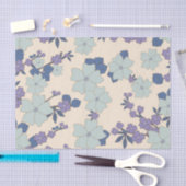Blauwe bloemen, paarse bloemen, Floral Pattern Tissuepapier (Craft)