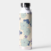 Blauwe bloemen, paarse bloemen, Floral Pattern Waterfles (Links)