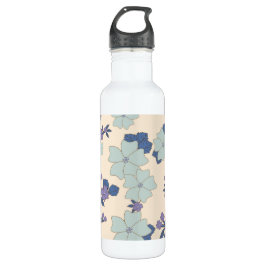 Blauwe bloemen, paarse bloemen, Floral Pattern Waterfles